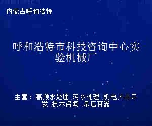 呼和浩特市科技咨询中心实验机械厂的信息技术咨询服务探索